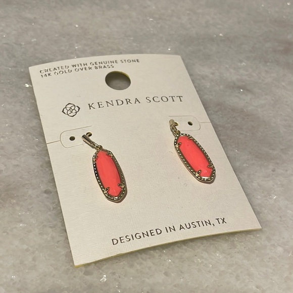 Kendra Scott Eleanor Small Drop Earring Coral Gold stone Fashion Jewelry New - Picture 3 of 5